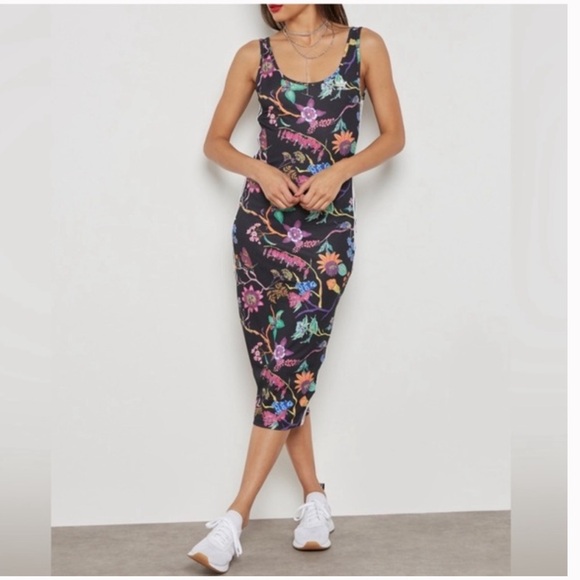 🌺Women's Adidas Poisonous Garden butterfly  floral Slim Tank Dress - Picture 2 of 10